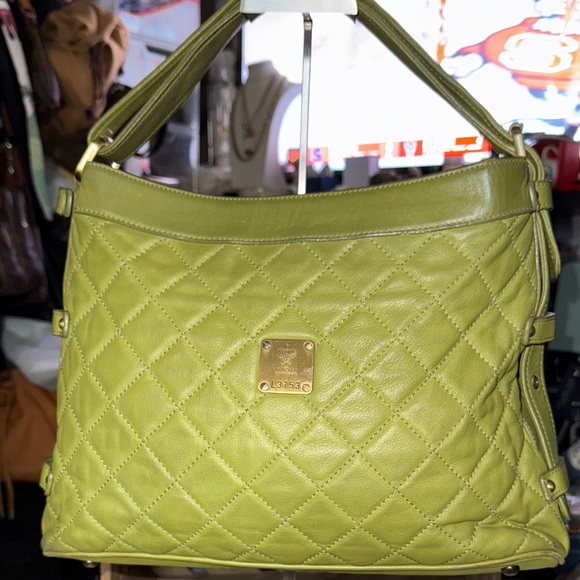 MCM Handbags - MCM Vintage Green Quilted Leather convertible Hand to Shoulder Bag